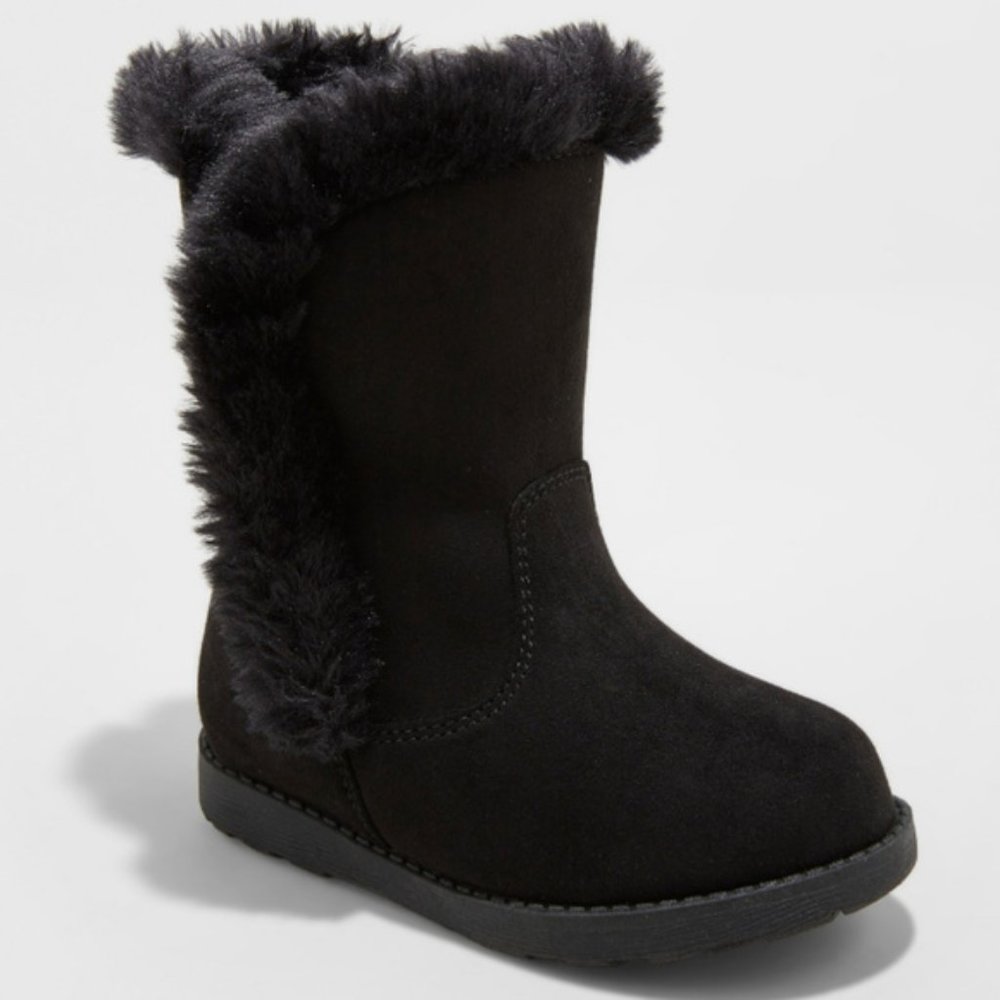 Toddler Girls' Katrina Fleece Fashion Boots Black - Cat & Jack